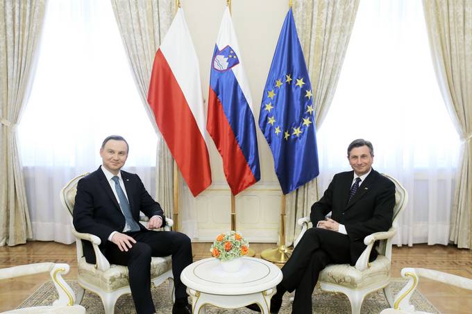 Predsednik Republike Slovenije Borut Pahor in predsednik Republike Poljske Andrzej Duda